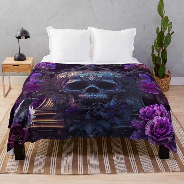 Item preview, Purple Gothic Skull and Raven Floral Collage designed and sold by Side By Side Studio.