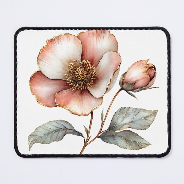 Item preview, Elegant Pink Hellebore Flower Blossom with Gold Edges designed and sold by FernLiz.