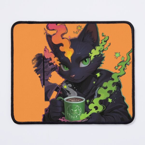 Item preview, Anime Black Cat Drinking Matcha Iced Coffee designed and sold by BLUESKY11a.