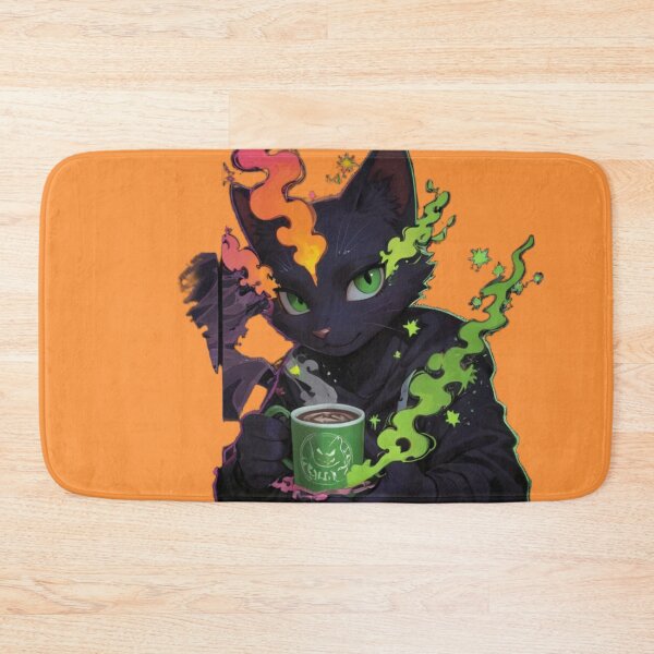 Item preview, Anime Black Cat Drinking Matcha Iced Coffee designed and sold by BLUESKY11a.