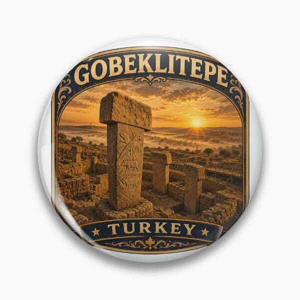 Item preview, Gobeklitepe Vintage Travel Badge | World's Oldest Temple Turkey Sticker designed and sold by DreamPaw Studio.
