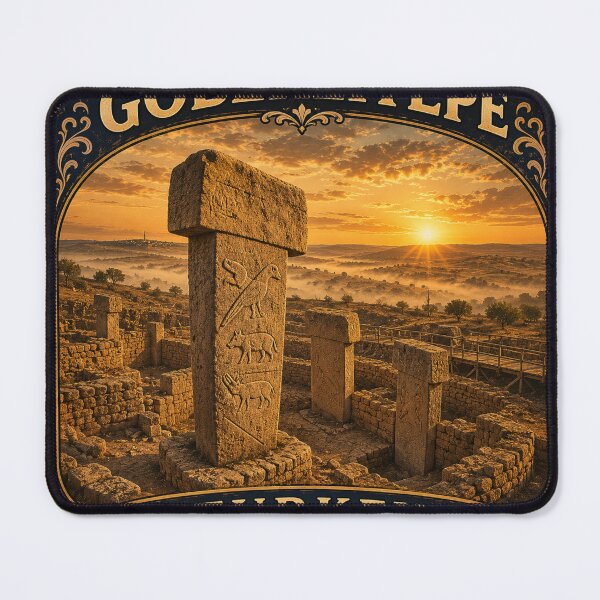 Item preview, Gobeklitepe Vintage Travel Badge | World's Oldest Temple Turkey Sticker designed and sold by DreamPaw Studio.