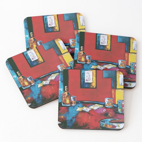 Item preview, Poker Night in Living Color - Cards Chips and Cigar in a Vibrant Lounge Scene designed and sold by OlfactoART Studio.