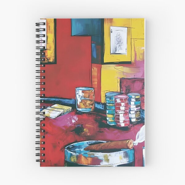 Item preview, Poker Night in Living Color - Cards Chips and Cigar in a Vibrant Lounge Scene designed and sold by OlfactoART Studio.