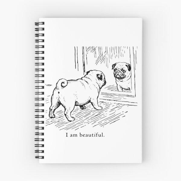 Item preview, I Am Beautiful Funny Pug Dog Mirror Affirmation designed and sold by Ali-printshop.