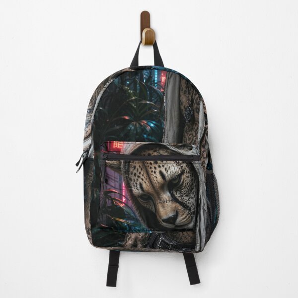 Item preview, Cyberpunk Cheetah Shaman | Surreal Tattooed Feline Warrior in Neon Jungle designed and sold by Moriarty's Digital Visions.