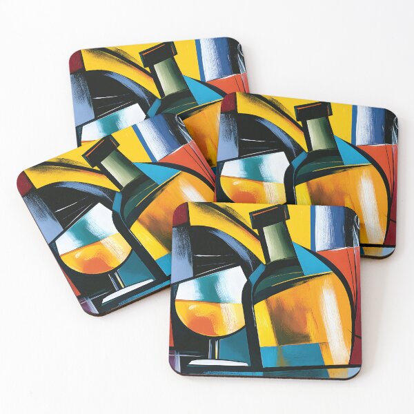 Item preview, Wine in Geometric Expression - Bold Bottles Glasses and Vibrant Abstract Elegance designed and sold by OlfactoART Studio.