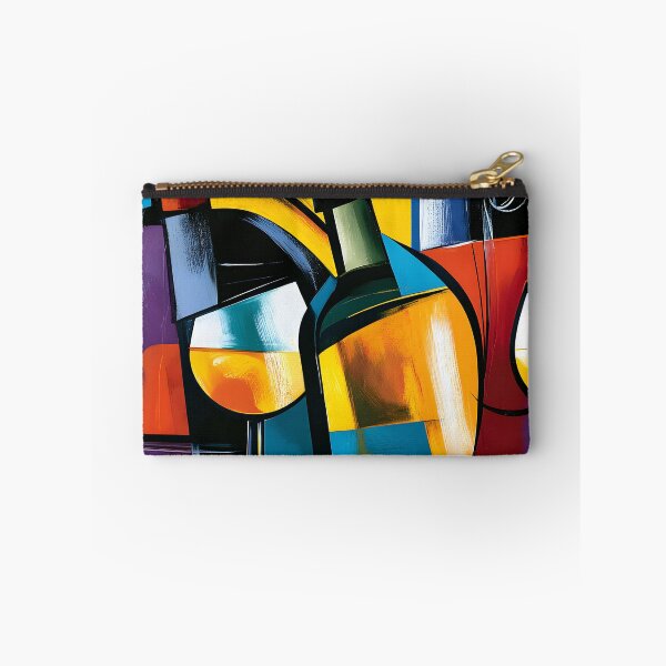 Item preview, Wine in Geometric Expression - Bold Bottles Glasses and Vibrant Abstract Elegance designed and sold by OlfactoART Studio.