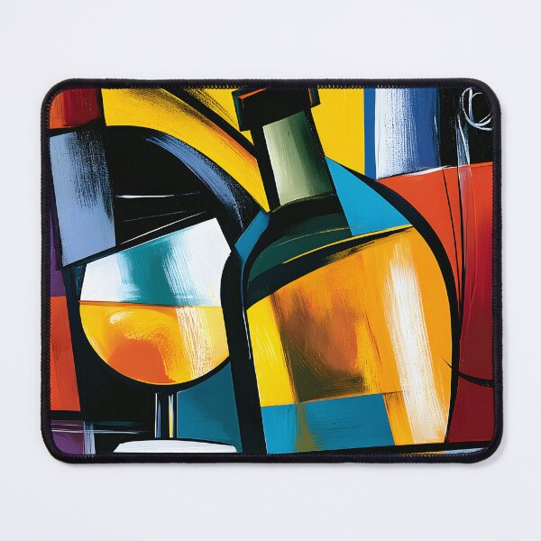 Item preview, Wine in Geometric Expression - Bold Bottles Glasses and Vibrant Abstract Elegance designed and sold by OlfactoART Studio.