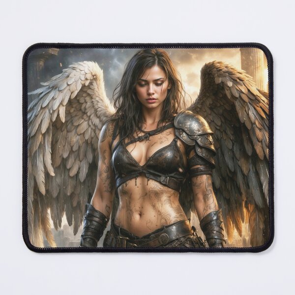 Item preview, Fallen Angel Warrior Fantasy Art | Dark Gothic Winged Goddess | Epic Celestial Tattoo Illustration designed and sold by Moriarty's Digital Visions.
