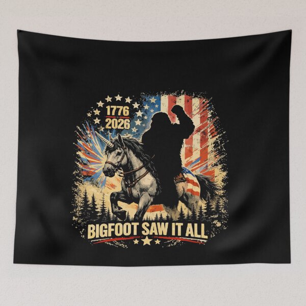 Item preview, Retro Vintage 4th of July Bigfoot American Flag Sasquatch designed and sold by PixelMarrero.
