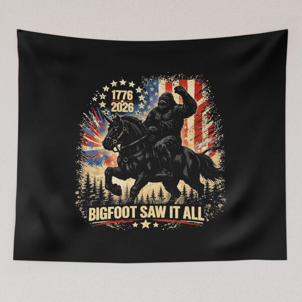 Item preview, Retro Vintage 4th of July Bigfoot American Flag Sasquatch designed and sold by PixelMarrero.