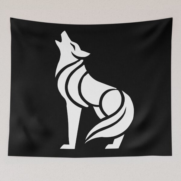 Item preview, Howling Wolf - Tribal Black & White Silhouette Line Art designed and sold by SivaroStudio.