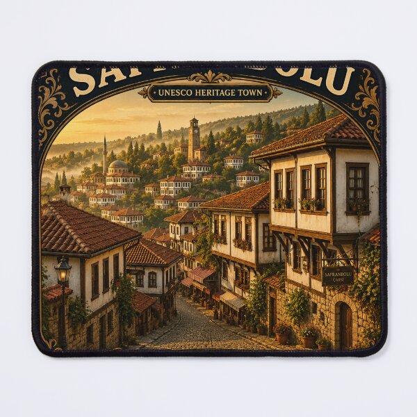 Item preview, Safranbolu Vintage Travel Badge | Ottoman Houses Turkey Souvenir Sticker designed and sold by DreamPaw Studio.