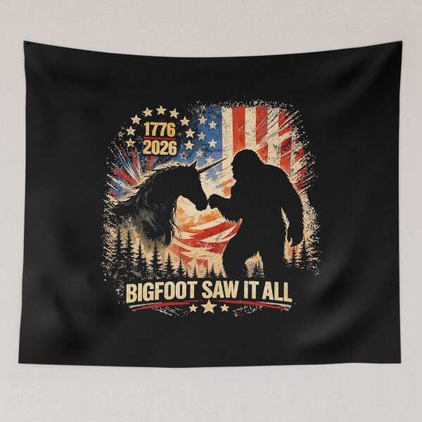 Item preview, Retro Vintage 4th of July Bigfoot American Flag Sasquatch designed and sold by PixelMarrero.