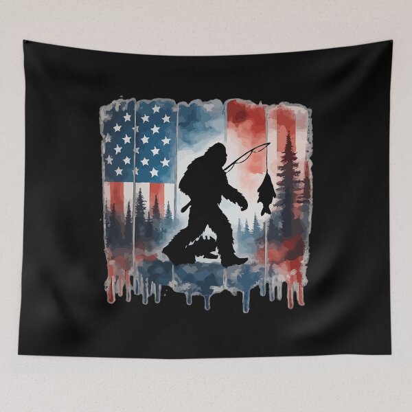 Item preview, Retro Vintage 4th of July Bigfoot American Flag Sasquatch designed and sold by PixelMarrero.