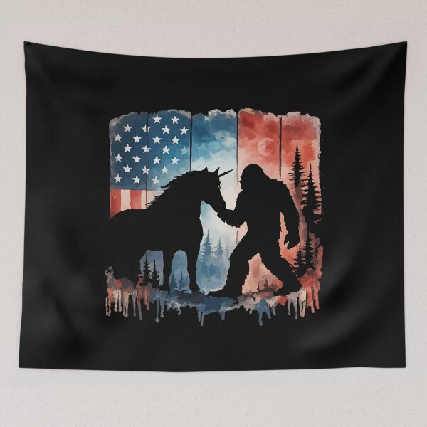 Item preview, Retro Vintage 4th of July Bigfoot American Flag Sasquatch designed and sold by PixelMarrero.