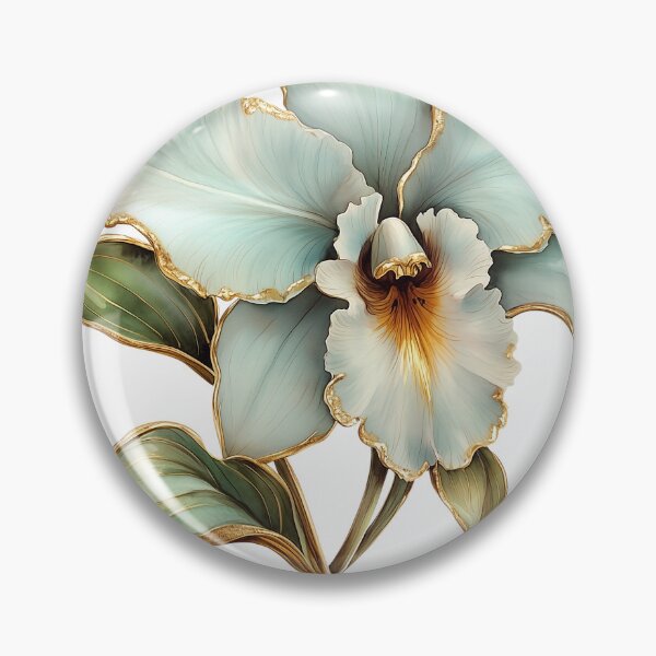 Item preview, Elegant Blue Orchid Flower Blossom with Gold Edges designed and sold by FernLiz.