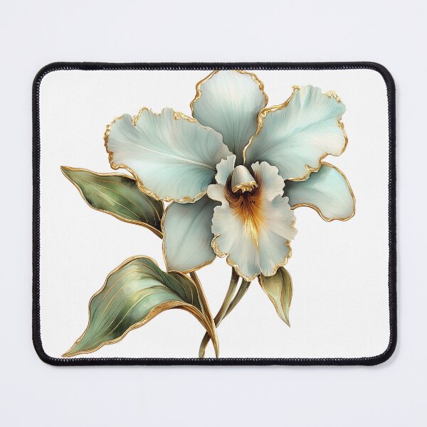 Item preview, Elegant Blue Orchid Flower Blossom with Gold Edges designed and sold by FernLiz.