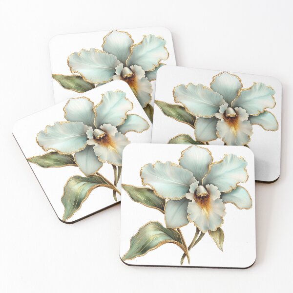 Item preview, Elegant Blue Orchid Flower Blossom with Gold Edges designed and sold by FernLiz.