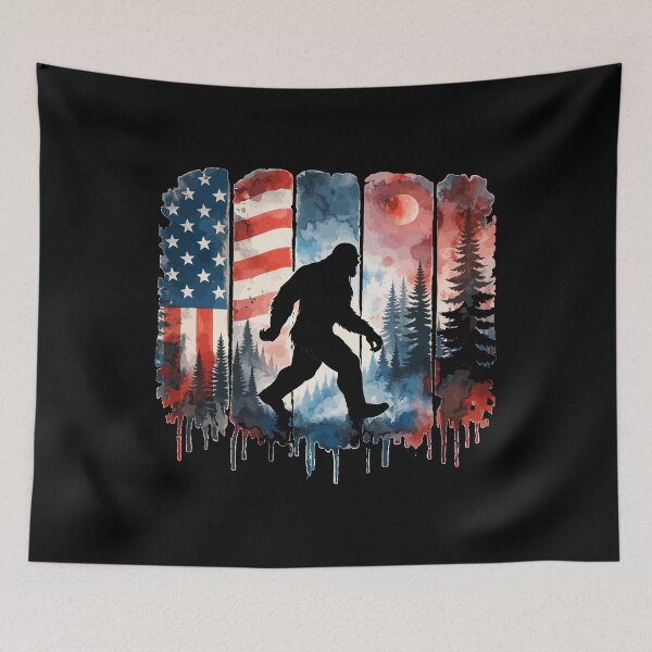 Item preview, Retro Vintage 4th of July Bigfoot American Flag Sasquatch designed and sold by PixelMarrero.
