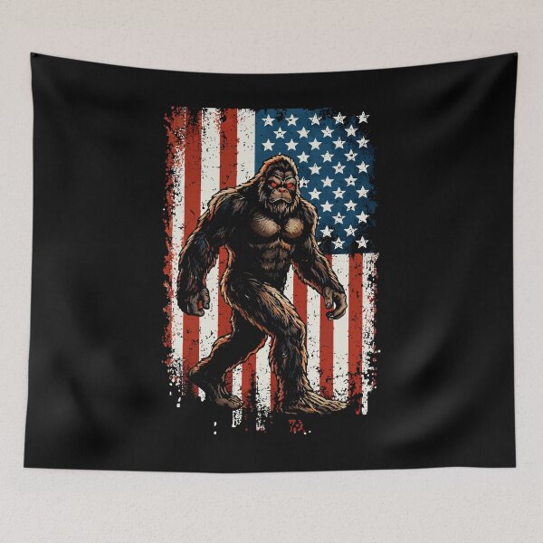 Item preview, Retro Vintage 4th of July Bigfoot American Flag Sasquatch designed and sold by PixelMarrero.