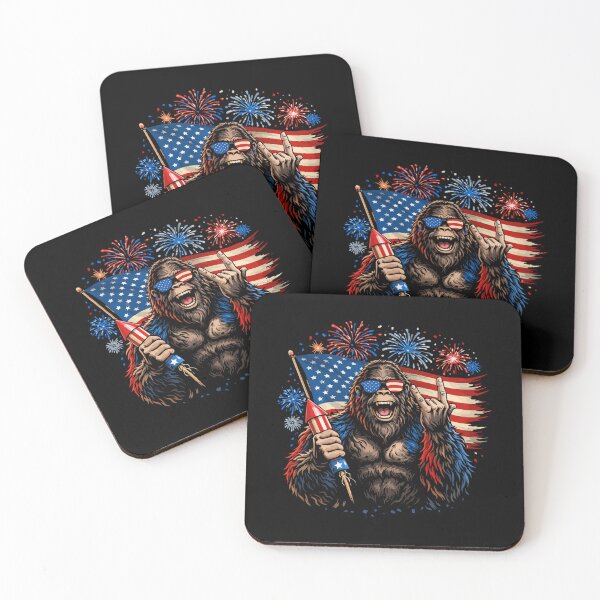 Item preview, Retro Vintage 4th of July Bigfoot American Flag Sasquatch designed and sold by PixelMarrero.