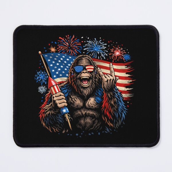 Item preview, Retro Vintage 4th of July Bigfoot American Flag Sasquatch designed and sold by PixelMarrero.