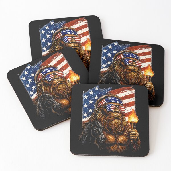 Item preview, Retro Vintage 4th of July Bigfoot American Flag Sasquatch designed and sold by PixelMarrero.