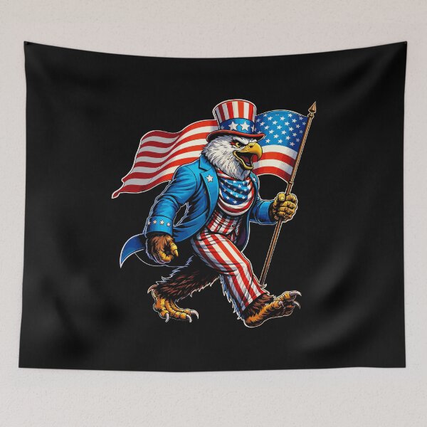 Item preview, Retro Vintage 4th of July Bigfoot American Flag Sasquatch designed and sold by PixelMarrero.