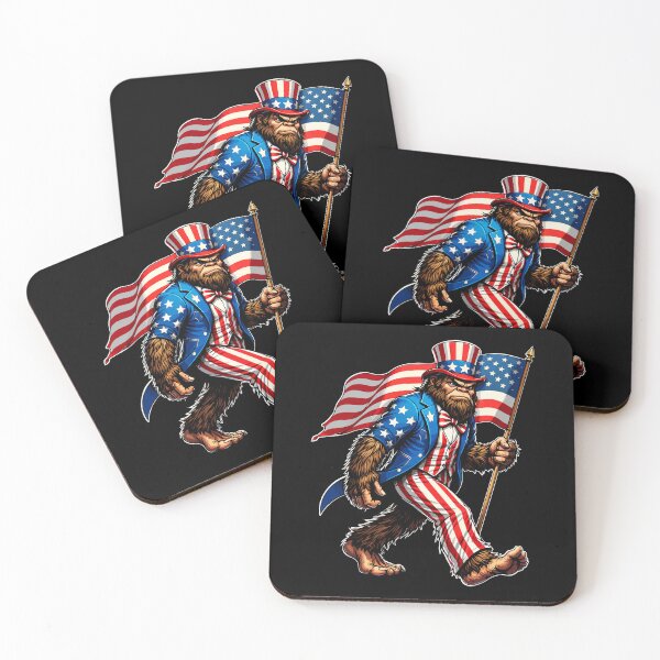 Item preview, Retro Vintage 4th of July Bigfoot American Flag Sasquatch designed and sold by PixelMarrero.
