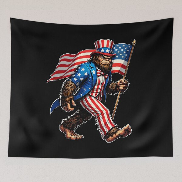 Item preview, Retro Vintage 4th of July Bigfoot American Flag Sasquatch designed and sold by PixelMarrero.
