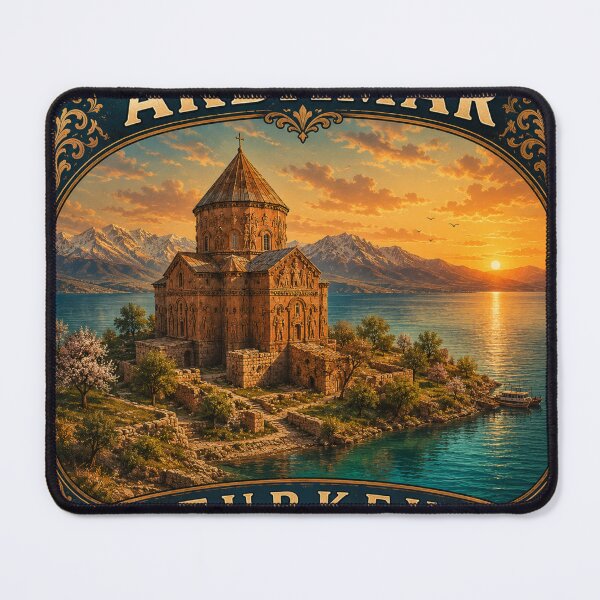 Item preview, Akdamar Church Vintage Travel Badge | Lake Van Turkey Souvenir Sticker designed and sold by DreamPaw Studio.