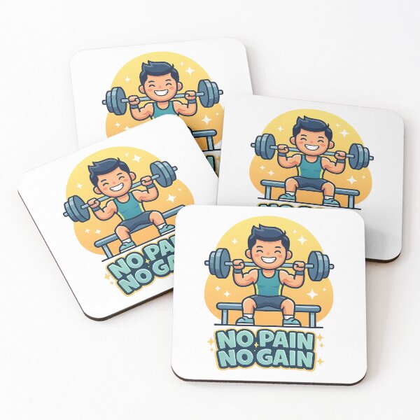 Item preview, No Pain No Gain - Gym Motivation Cute Weightlifting Workout designed and sold by Shape Snip Studio.