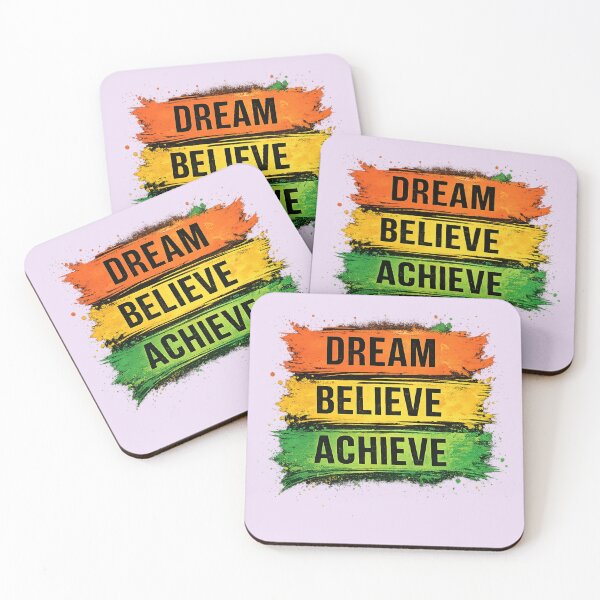 Item preview, Dream Believe Achieve – Colorful Motivational Brush Stroke Typography T-Shirt designed and sold by Akseries.