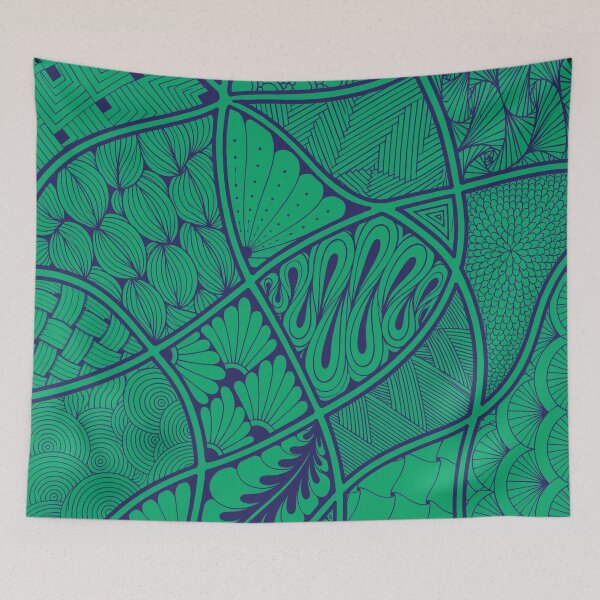Item preview, Original Zentangle Sea Green Intricate Pen and Ink Abstract Artwork designed and sold by Mimsartprojects.