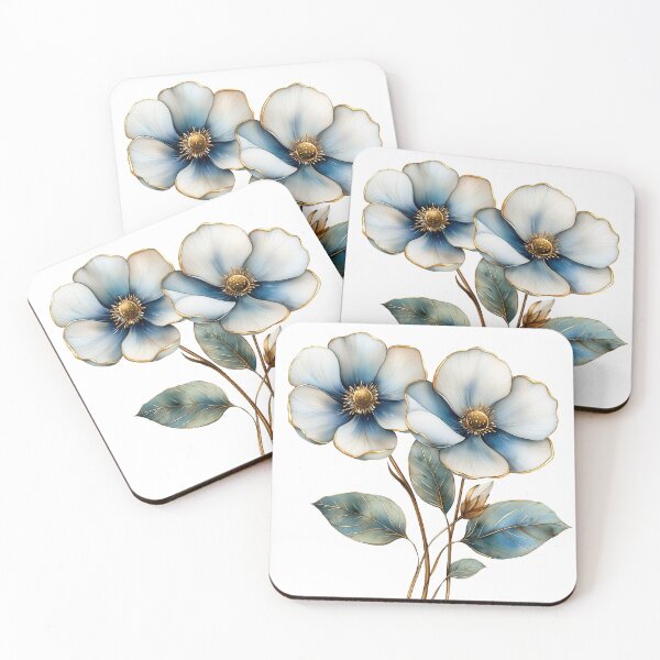 Item preview, Elegant Blue Poppy Flower Blossom with Gold Edges designed and sold by FernLiz.