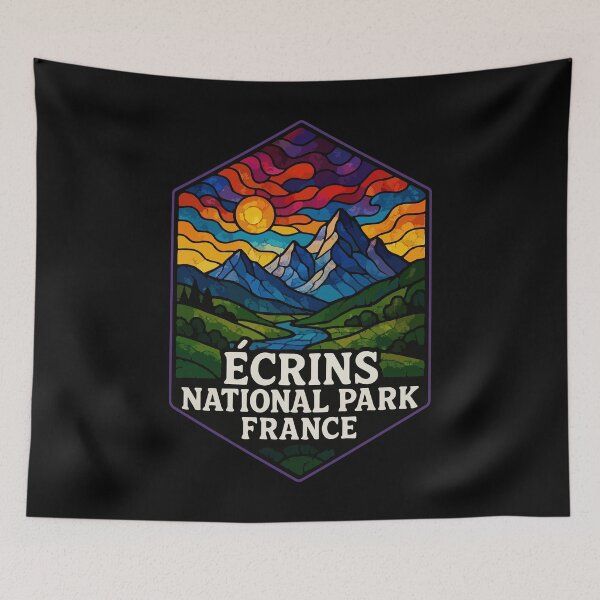 Item preview, Ecrins National Park France Stained Glass Art Travel designed and sold by TomFrontierArt.