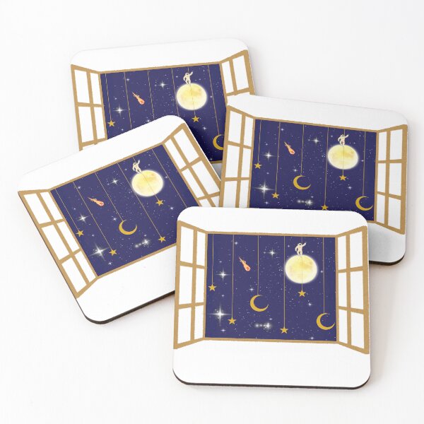 Item preview, Astronaut on moon with hanging stars and cosmic Window View designed and sold by Zenith-Prime.