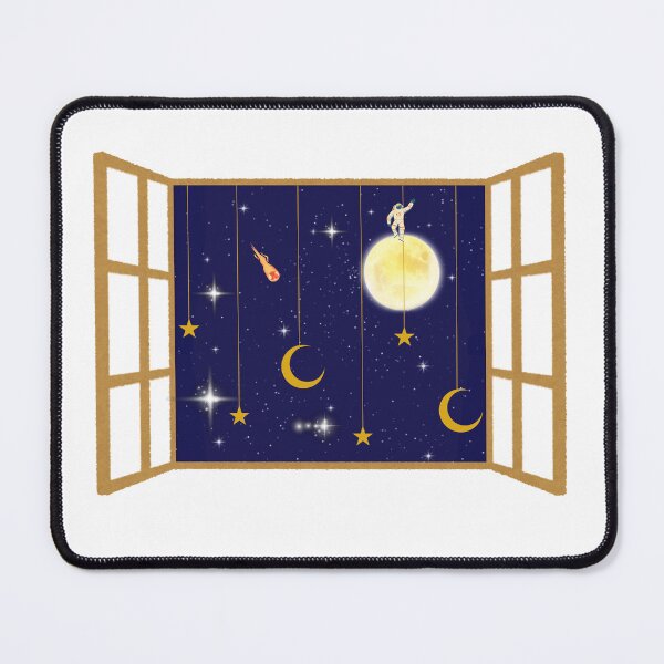 Item preview, Astronaut on moon with hanging stars and cosmic Window View designed and sold by Zenith-Prime.
