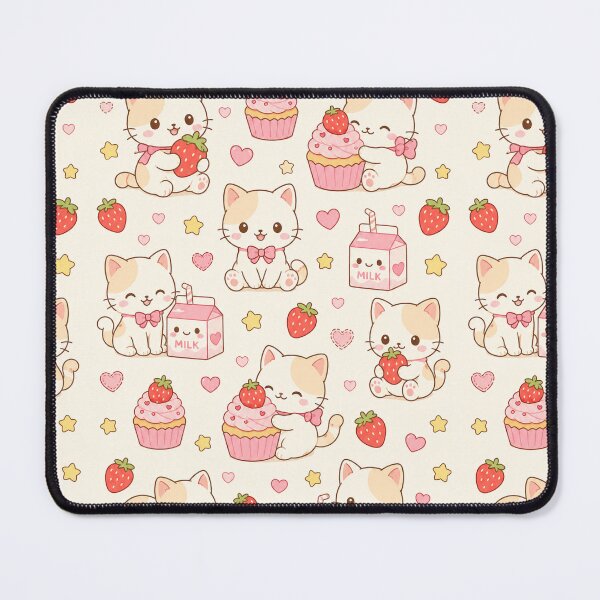 Item preview, Strawberry Kitten Bakery Kawaii Pattern Wow designed and sold by Soft Berry Studio.