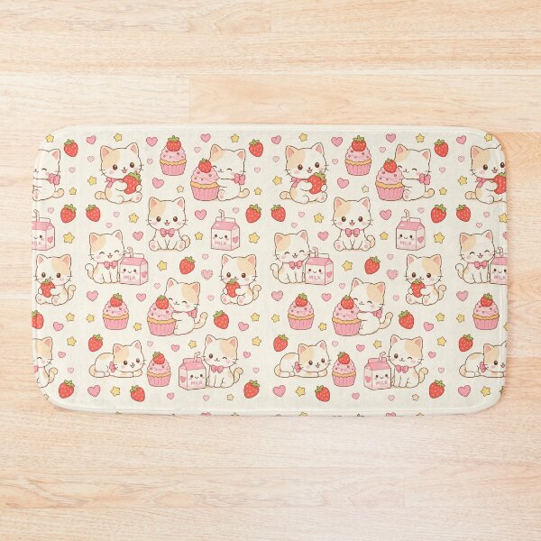 Item preview, Strawberry Kitten Bakery Kawaii Pattern Wow designed and sold by Soft Berry Studio.