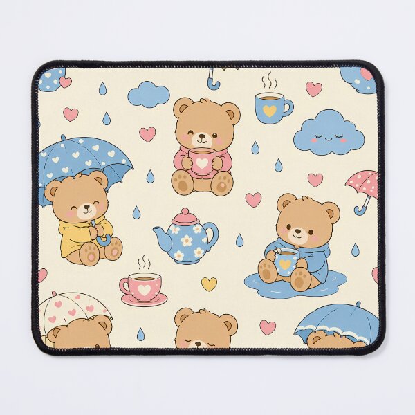 Item preview, Teddy Bear Rainy Day Kawaii Pattern designed and sold by Soft Berry Studio.
