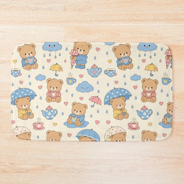 Item preview, Teddy Bear Rainy Day Kawaii Pattern designed and sold by Soft Berry Studio.
