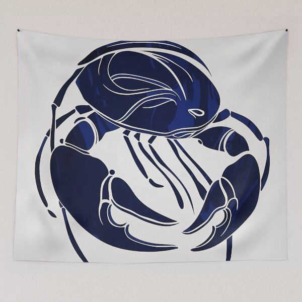 Item preview, Cancer zodiac symbol - Blue Abstract Art designed and sold by shadow-bloom.
