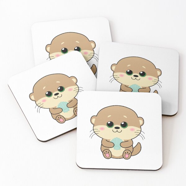 Item preview, Otter Cute Chubby Kawaii Chibi Holding Shell designed and sold by gelahope.