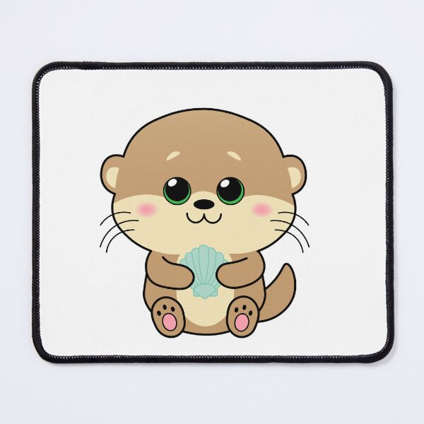Item preview, Otter Cute Chubby Kawaii Chibi Holding Shell designed and sold by gelahope.