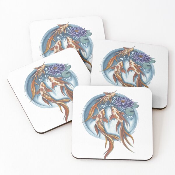 Item preview, Koi Fish Watercolour Art Print — Japanese inspired Koi Dark Illustration designed and sold by Darkfully-Done.