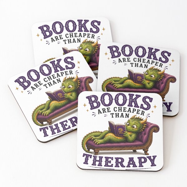 Item preview, Books Are Cheaper Than Therapy – Cute Reading Dragon Fantasy Book Lover Design designed and sold by Digital Culture Studio.