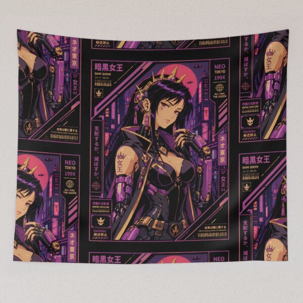Item preview, Cyberpunk Dark Queen - Retro Anime Empress designed and sold by Apocalyptic Art Studio.